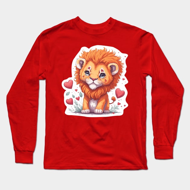 Minimal Cute Baby Lion Long Sleeve T-Shirt by Imagination Gallery